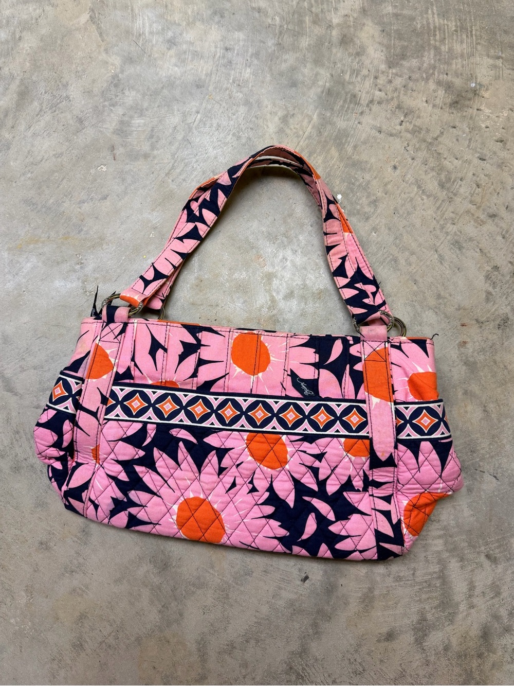 Vera Bradley “LOVE ME” Pink Navy Orange Quilted Shoulder Bag